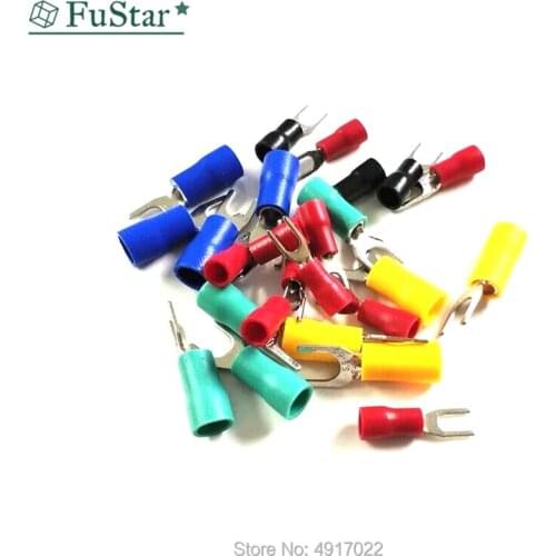 100PCS SV2-5 Furcate Insulated Wiring Terminals Cable Wire Connector Insulating Cable Lug terminals Cold pressed terminal