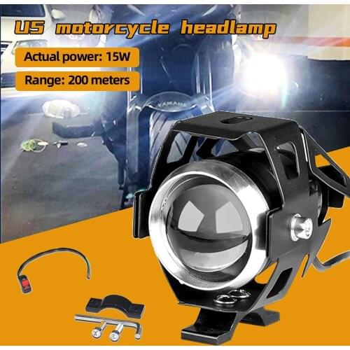 2pcs Universal Powerful U5 Motorcycle Headlight LED Spotlights Auxiliary Lightings DRL Super Bright Motorbike Fog Lamps Switch