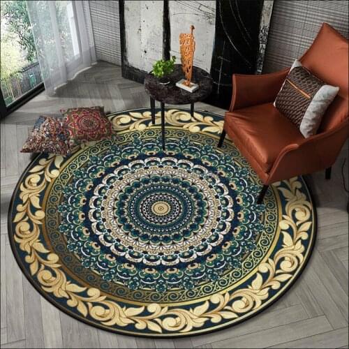 200cm Fashion Retro Mandala Yellow Lace Ethnic Style Living Room Bedroom Hanging Basket Chair Round Floor Mat Carpet
