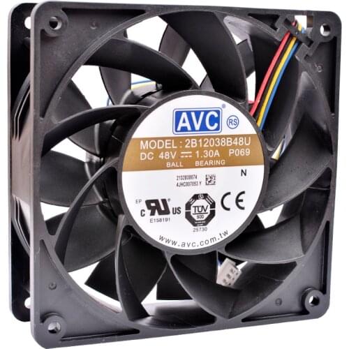 2B12038B48U 120mm 120x120x38mm 12cm DC48V 1.30A 4-line high-volume cooling fan for server cabinet