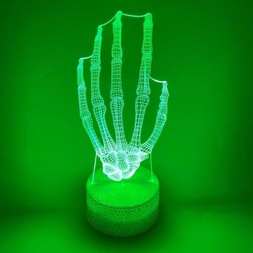Skeleton Hand 3D Night Light Remote/Smart App Control Led Lamp 7&16M Colors Bedroom Decoration Halloween Gift for Kids