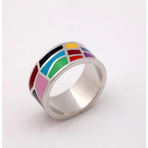 Free Shipping! Most Popular Silver Plated Colorful Lattice Enamel Jewelry Ring ,1pcs/pack