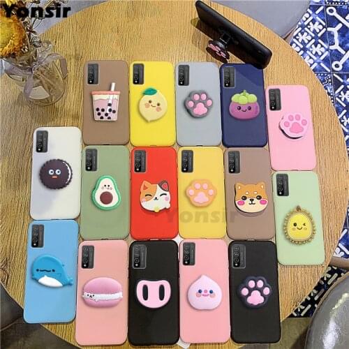 For Honor 10X Lite Case Phone Holder 3D Cartoon Silicone Soft TPU Cover For Huawei Honor 10X Lite 6.67inch Stand Back Cases