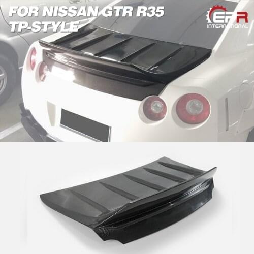 For Nissan GTR R35 TP-Style Carbon Glossy Rear Bumper Trunk Exterior Accessories