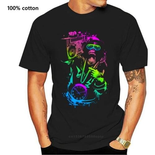 Gangsta Chimp Neon Techno Hip Hop Rock Tshirt Women Mens Popular Fashionable Tee-Shirt Good Quality Shirt Drop Shipping