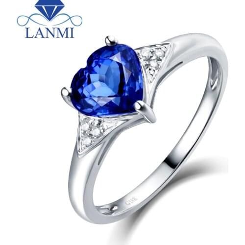 Natural AAAA Heart Tanzanite Rings Real 18K White Gold Charming Diamond Wholesale Fine Jewelry Daughter Birthday Gift