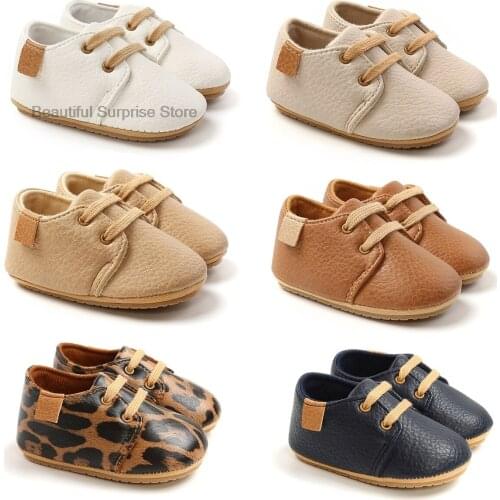 2021 New Toddler Baby Girls Shoes Leather Shoes Soft Sole Crib Shoes Leopard Solid Spring Autumn Children First Walkers 0-18M