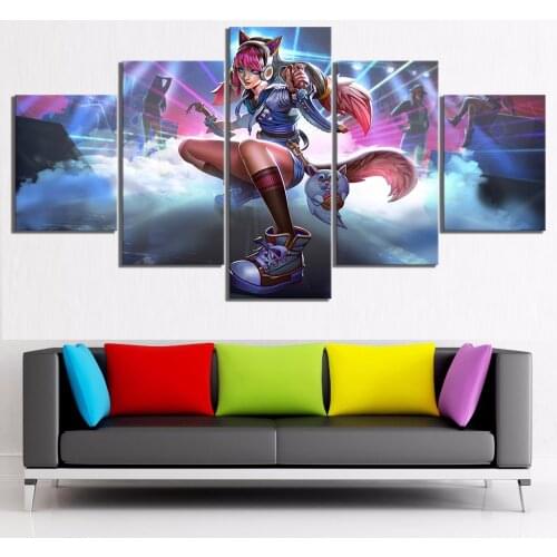 Crystal Diamond Multi-Panel Video Game diamond painting Cross Stitch Full Square Round diamond embroidery Cat Girl 5 Piece I133