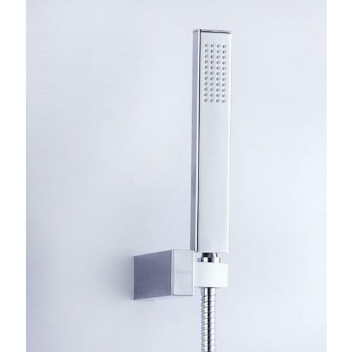 Brass Square Chrome Hand Held Shower Head With Wall holder &1.5m Hose Set Water Saving Copper Handheld Sprayer--R450