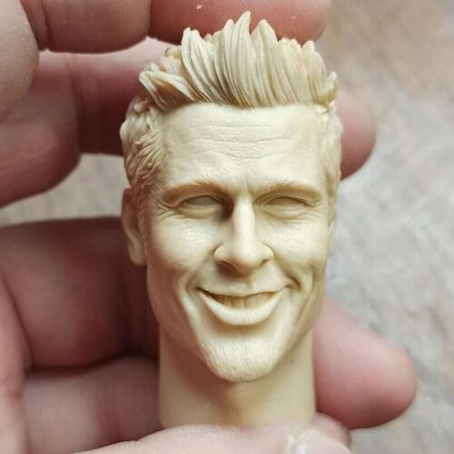 Hot Sales 1/6th Male Fight Club Brad Pitt Head Sculpture Unpainted White Color For 12inch DIY Figures