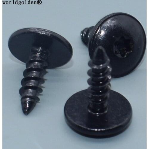 Worldgolden 100pcs metal fasteners Black Zinc Coating Front Bumper/Fender/ Grille Screws for VW N90974701