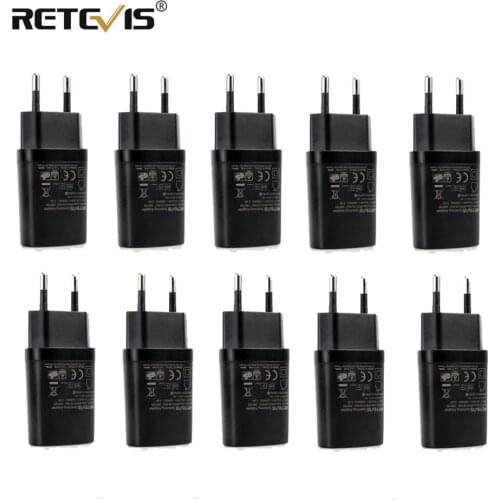 10pcs 5V 1A USB Wall Charger EU/US/UK/AU Adapter for RETEVIS H777 RT7 RT24 RT27 RT28 RT40 Walkie Talkie Mobile Phone Charger