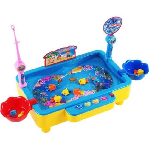 Board Play Fishing Game Electric Musical Children Boy Girl Fishing Toy Set Suit Magnetic Baby Toys Fish Square Hot Gift For Kids