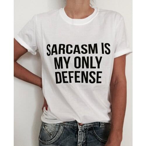 Sugarbaby New Arrival Sarcasm is My Only Defense T-shirt Fashion Funny Slogan Women Girls Sassy Cute Tumblr t shirts Drop Ship