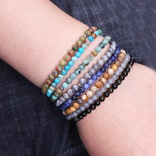 New Arrival Men Women Jewelry Bracelet Small Beads 4MM Natural Stone Beaded Stretch Bracelet Women Men