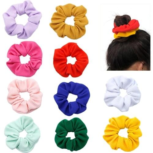 Solid Color Hair Scrunchies Bullet Textured Soft Liverpool Fabric Head Rope Elastic Hair Ties Ponytail Holder Hair Accessories