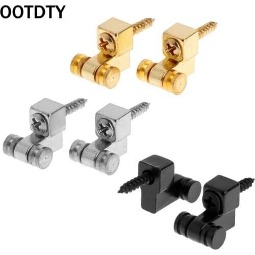 OOTDTY 2Pcs Black Metal String Retainer Trees Roller Guitar Bass Accessories Parts