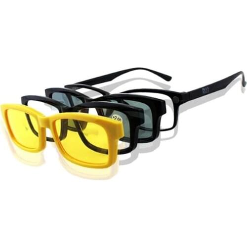 NEW Women 4 in 1 Magnetic Myopia Reading Glasses frame Men Clip on Sunglasses Eyewear Free Shipping