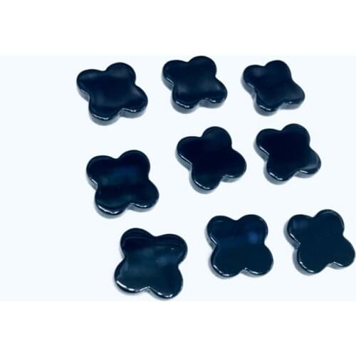 Wholesale 10pcs/lot Black Agates Red Carnelian Agates Bead 12mm flower Bead,Four Leaf Clover Stone Beads for jewelry