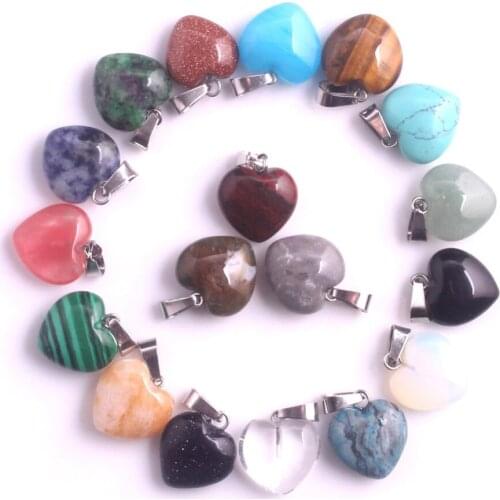 Wholesale 30pcs/lot Fashion High Quality Unakite Carnelian Natural Stone Mixed Charms Love Heart Necklace Pendants Free Shipping