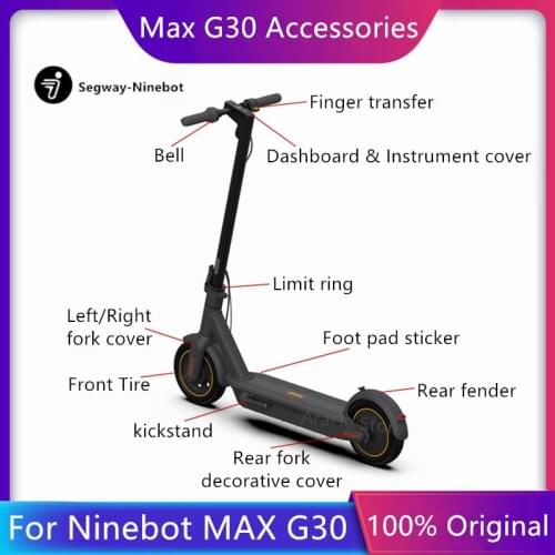 Original Ninebot MAX G30 Kickscooter Accessories Kit Charger Limit Ring Instrument Cover Fender Rear Wheel Fork Parts