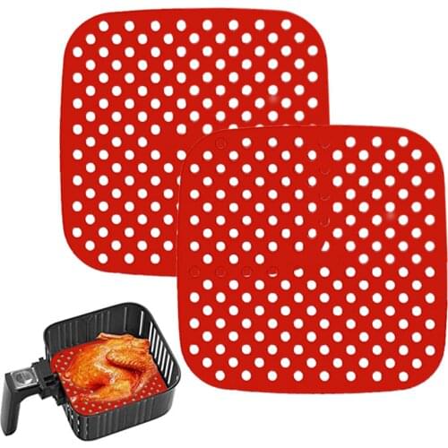 Air Fryer Liner Food Grade Reusable Silicone Anti-slip Round Air Fryer Mat Non-stick Steaming Basket Mat Cooking Kitchen Tool