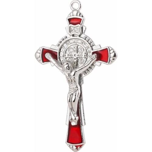 Diy Jewelry Making Accessories Exorcism Cross Pendants For Necklaces Jesus Zinc Alloy Material Wholesale Christian Supplies