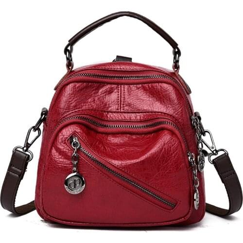 Casual Small Women Leather Backpack Fashion Multifunctional Tote Shoulder Bags Girls Bookbags School Bag Woman Mochila Mujer