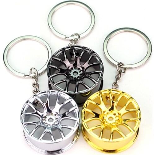 Dropshipping Fashion Metal Carriage Wheel Key Chain Ring Stylish Car Keychain Gold Black Pendant Creative Gift Jewelry Wholesale