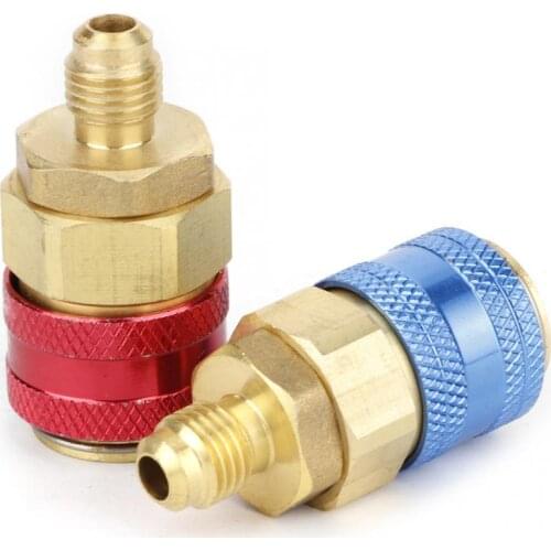 2pcs R134A High Low Pressure Straight Quick Coupler Connector Car A/C Refrigerant Adapter Car Repair Tools