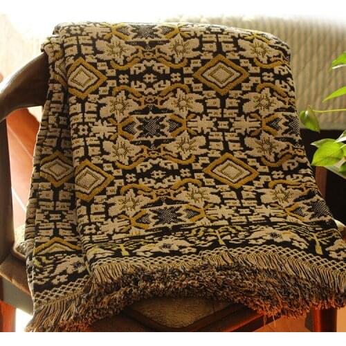Retro Flowers Plaids Blanket Throws Knit Chair Seat Covers Couch Sofa Towel/Bed/Plane Cobertor Tassel Tapestry Tablecloth Rug