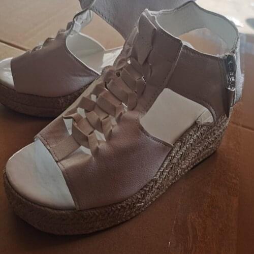 Vogue Womens Sandals Wedges sandals Nice Summer Casual Slope Open Toe Sandals All-match Zipper Womens Shoes Sandals Women