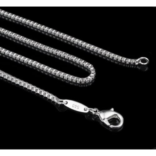 Silver Plated 1.4mm Necklace For Women Men Jewelry Silver Color Pendant Chain Necklace 16 18 20 22 24 Inch Box Chain A164