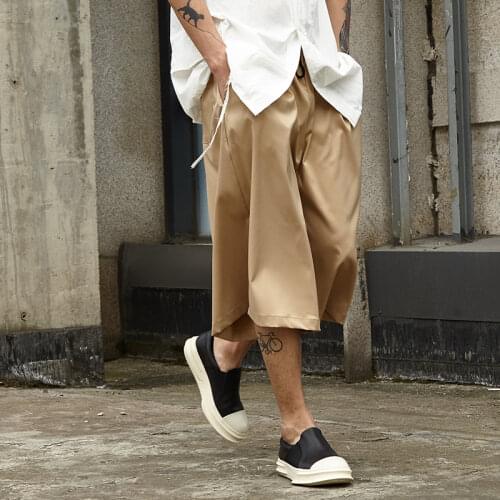 Men Streetwear Fashion Casual Wide Leg Pant Japan Style Summer Kimono Pant Male Hip Hop Skirt Trousers