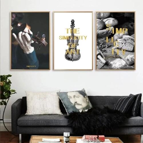 Nordic Vintage Violin Music Quote Canvas Paintings Black and White Poster and Print for Living Room Home Decor Wall Art Pictures