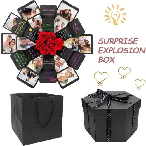 Creative Surprise Hexagonal Exploding DIY Handmade Scrapbook Anniversary Photo Album Box for Valentines Day Christmas Gifts