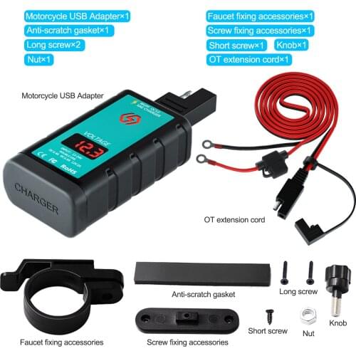 USB Motorcycle Charger Waterproof Voltmeter for Moto Motor Motorbike 12V Power Supply Socket Fast Charging Dual Port