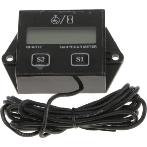 Waterproof LCD Digital Hour Meter Tachometer Small Engine Spark Motorcycle
