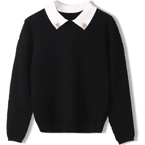 High Quality Femmes Fashion Lapel Long-Sleeved Knitted Top Ladies Korean Sweet Pullover Sweater Autumn Women Winter Clothes