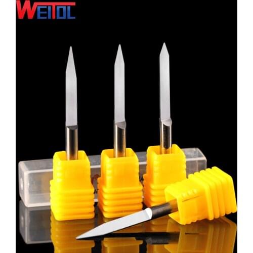 Weitol 3A 1 pcs/Lot 4mm V Shape round Bottom Carbide PCB Engraving Bits CNC Router Tool 10 degree 0.1mm