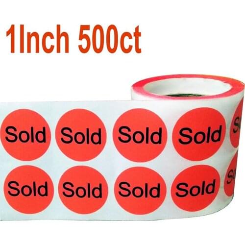 Wootile 500pcs/roll 2.5cm sold sticker label red sticker label retail has been sold