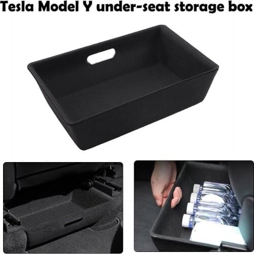 Felt Cloth Under Seat Storage Box Drawer For Tesla Model Y Multifunctional Car Seat Organizer for Car Storage Box Auto Organizer