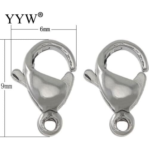 200 PCS Stainless Steel lobster Shrimp Claw Clasp Factory Price Original color 6x9x3mm Hole:Approx 1mm Diy Jewelry Finding