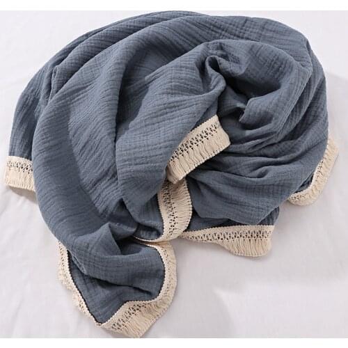 115*115cm Pure Color 2 Layer Gauze Swaddle Blanket for Newborn 100% Cotton Muslin Baby Blanket Simple Baby Bedding Super Soft