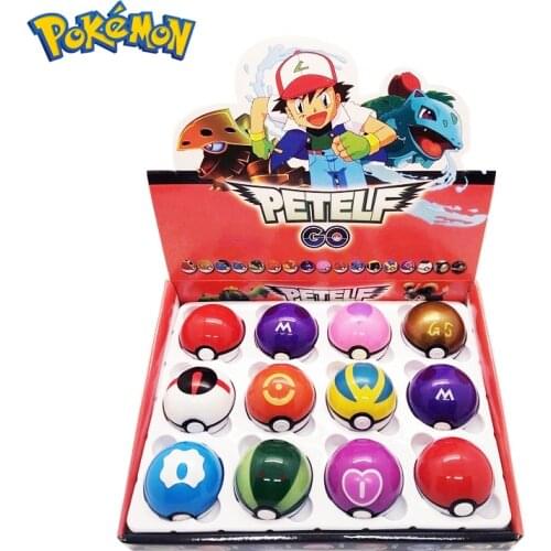 12Pcs/set Pokemon Pokeball Set Pop-up Elf Ball Toys TAKARA TOMY Original Pokemon Monster Elf Ball Pikachu Kid Gifts