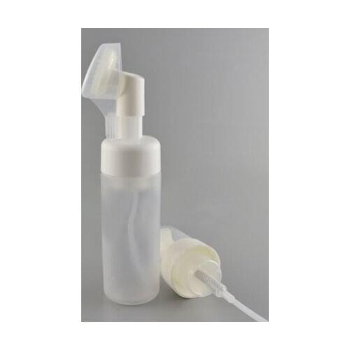 150ML frosted plastic FOAMING bottle or MOUSSE BOTTLE plastic bottle with silicon brush head massage head for face cleaning empt