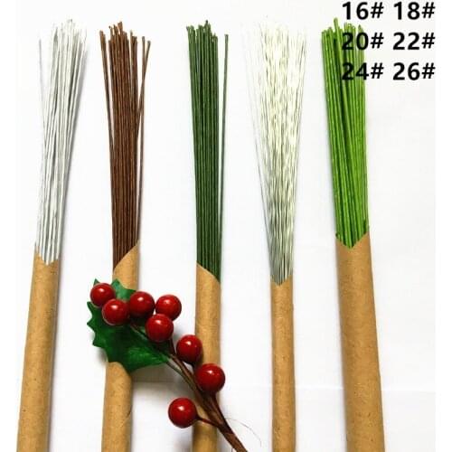 18# Dia 1.2mm 36cm Length Paper Covered Artificial Flowers Stems Branches Twigs Iron Wire For DIY Nylon Flower Accessory