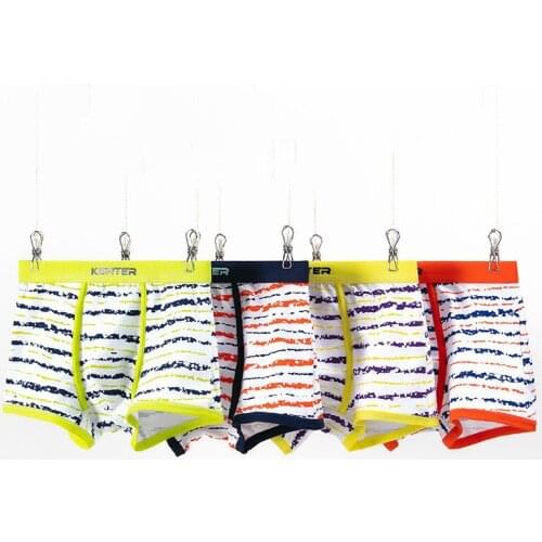 2psc/lot Boy Children Underwear Flat Corner Pure Cotton Candy Color Stripe Quartet Short Three-dimensional Cutting Boxer