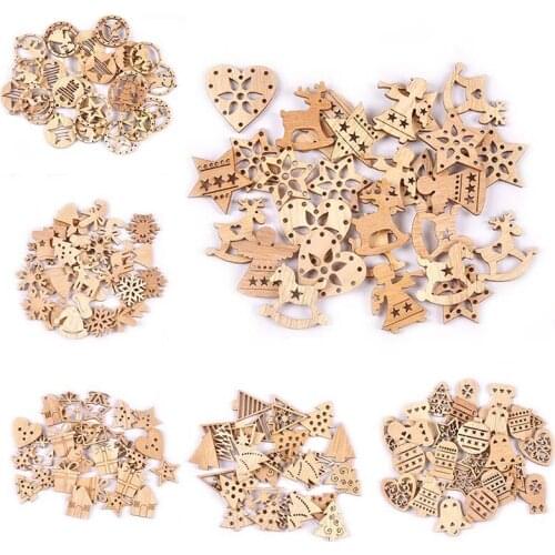 25pcs Natural Wood Slices DIY Crafts For Christmas Tree Hanging Ornaments Wooden Pendant Xmas Accessory Home Decorations C2740