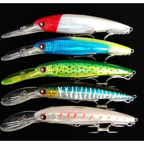 NOEBY 5pcs Trolling Minnow Fishing Lures 16cm 73g slow Sinking Wobblers Hard Bait for Pike Saltwater Fishing Lure
